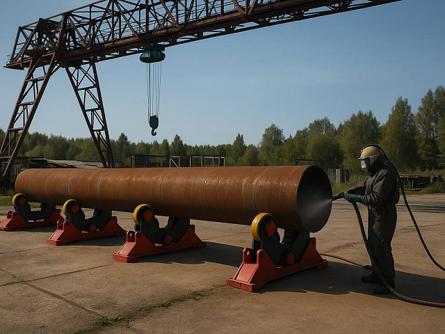 Пескоструйная обработка, очистка труб, кузовов авто, тяжелых металло конструкций